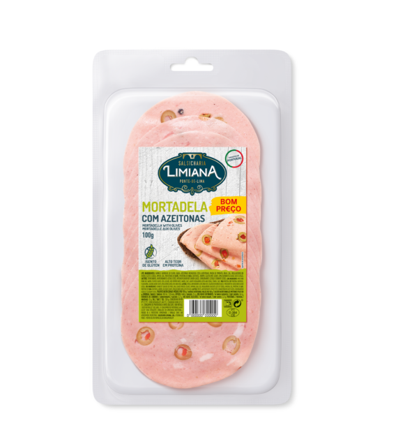 MORTADELA C/AZEITONAS FATIAS 100G SALSICHARIA LIMIANA