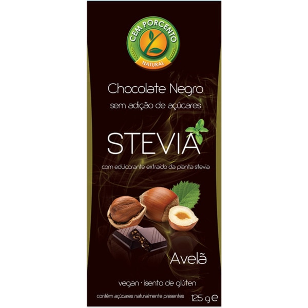 CHOC STEVIA CEM PORCENTO AVELÃ 125GR