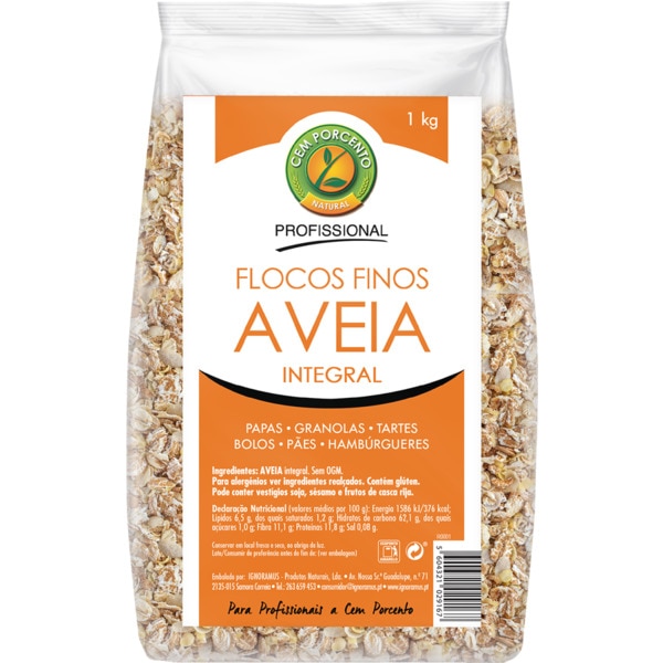 FLOCOS AVEIA FINOS CEM PORCENTO 1KG