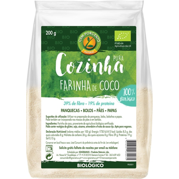 FARINHA COCO BIO CEM PORCENTO COZINHA PURA