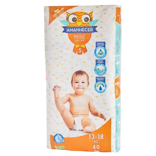 FRALDA BÉBÉ T5 13-18KG AMANHECER 40U