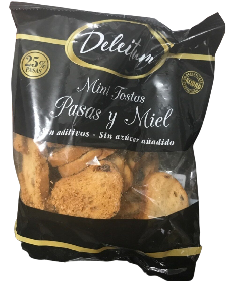 MINI TOSTAS PASSAS E MEL DELEITUM 120GR