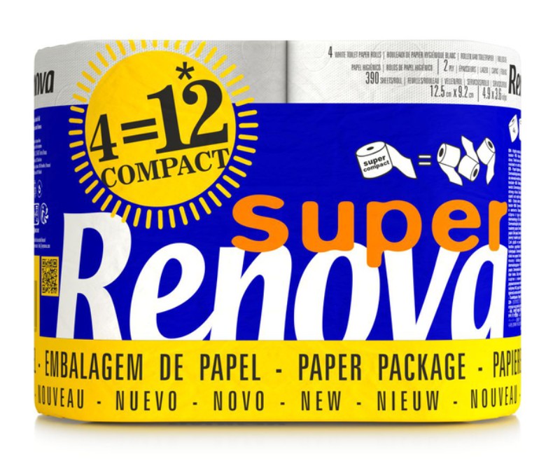 PAPEL HIGIÉNICO SUPER COMPACT BRANCO RENOVA 4=12R