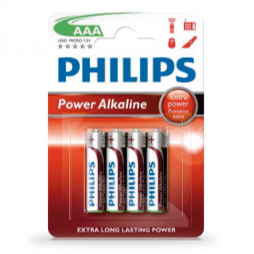 PILHAS PHILIPS ALCALINA LR03 BL4 POWER LIFE