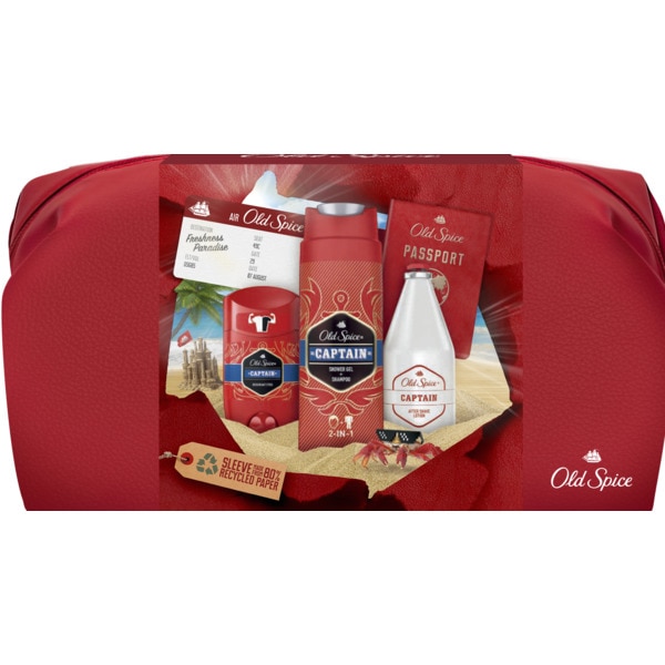 CONJUNTO DESODORIZANTE STICK + AFTER SHAVE + GEL OLD SPICE + BOLSA