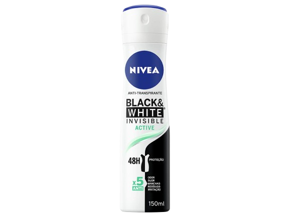 DESODORIZANTE SPRAY INVISIBLE BLACK&WHITE ACTIVE ANTIBACTERIAL NIVEA 150ML