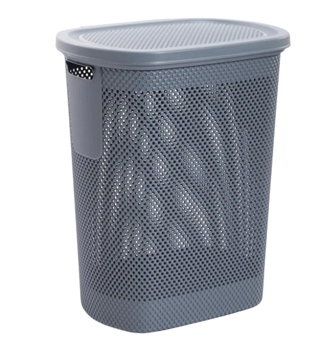 CESTO ROUPA 08 1021 CINZA ESCURO C/ TAMPA 58L