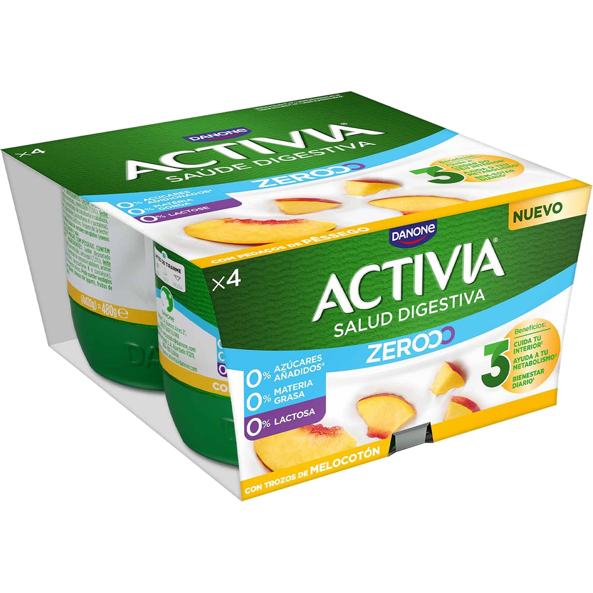 IOGURTE PEDAÇOS 0% PÊSSEGO ACTIVIA 4X115GR