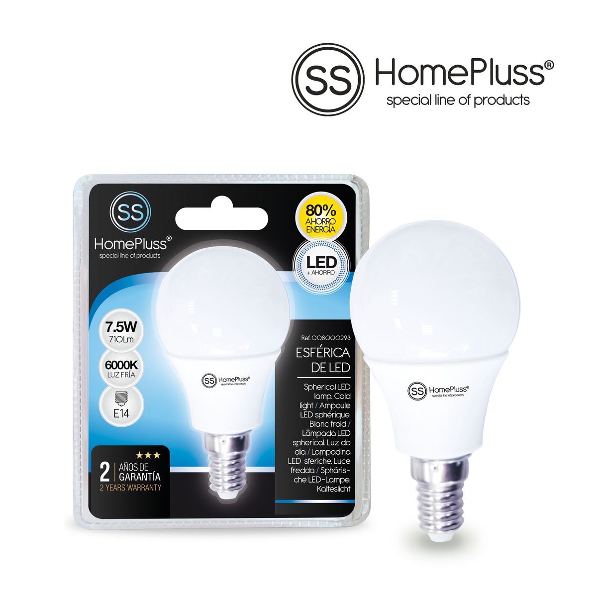 LAMPADA LED ESFERICA 7,5W E14 HOMEPLUSS