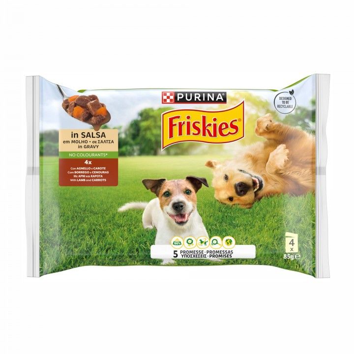 ALIMENTO HÚMIDO CÃO ADULTO BORREGO/CENOURAS FRISKIES 4X85GR