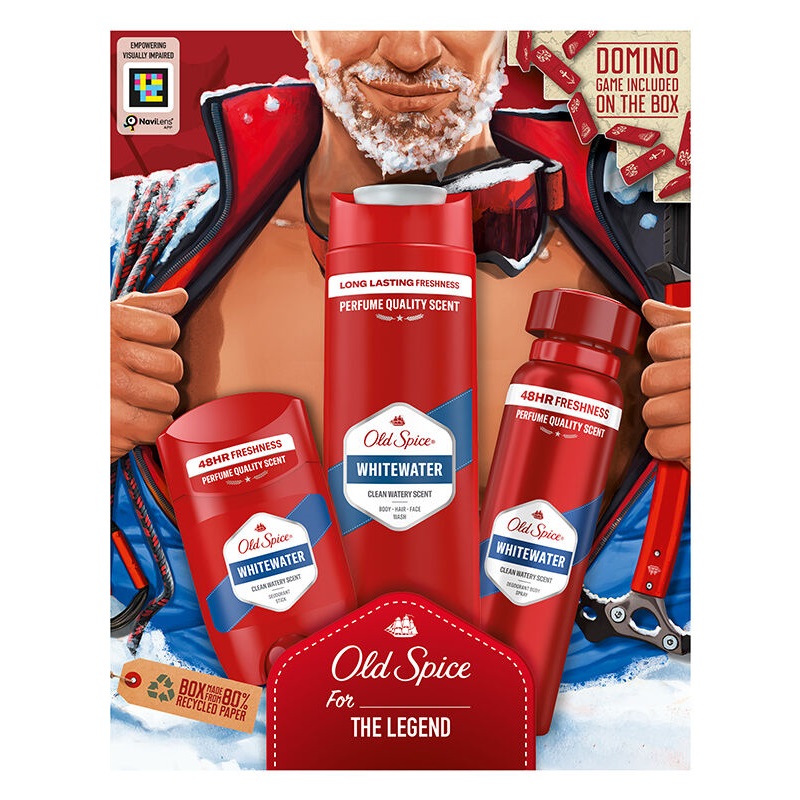 CONJUNTO WHITEWATER OLD SPICE 3PCS (GEL DE BANHO + DESODORIZANTES SPRAY + STICK)