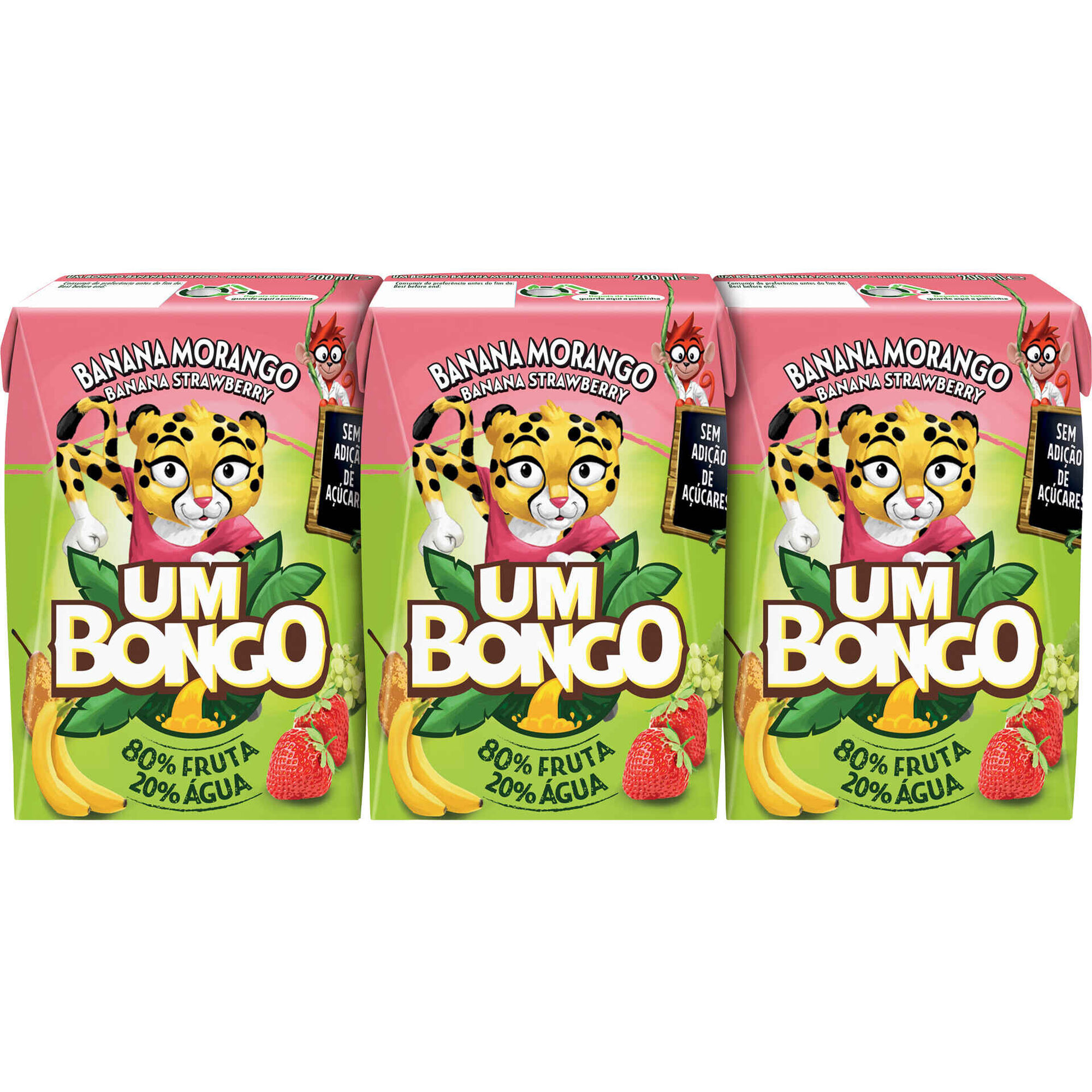 SUMO NECTAR BANANA MORANGO UM BONGO 3X200ML TETRA