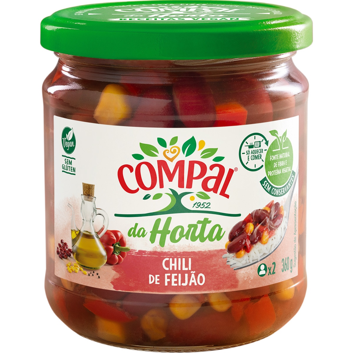 FEIJÃO COM CHILI COMPAL FRASCO 360GR