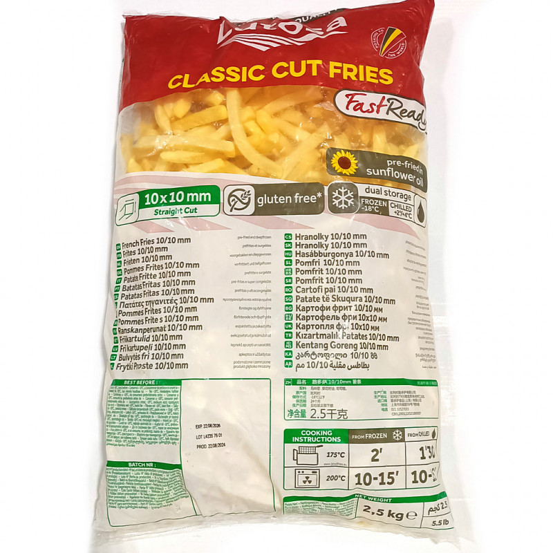 BATATA PRÉ-FRITA PALITO ONDELADA CRINKLE LUTOSA 2,5KG