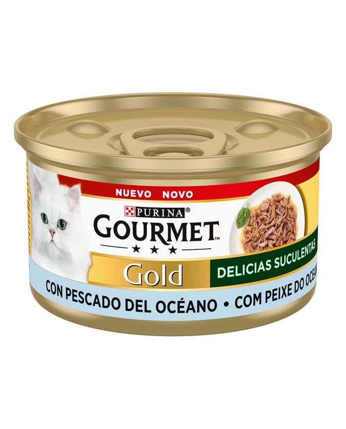 ALIMENTO GATO GOURMET GOLD DELÍCIAS SUCULENTAS PEIXE DO OCEANO 85GR