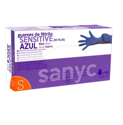 LUVAS NITRILO SENSITIVE AZUL S SANYC 100U