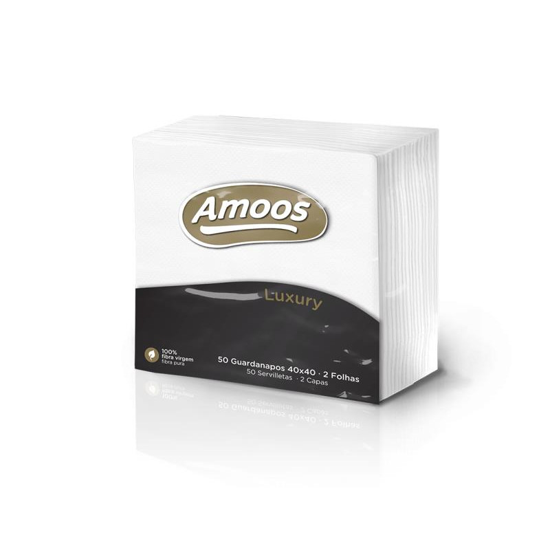 GUARDANAPOS BRANCOS LUXURY 40X40 AMOOS 50UN