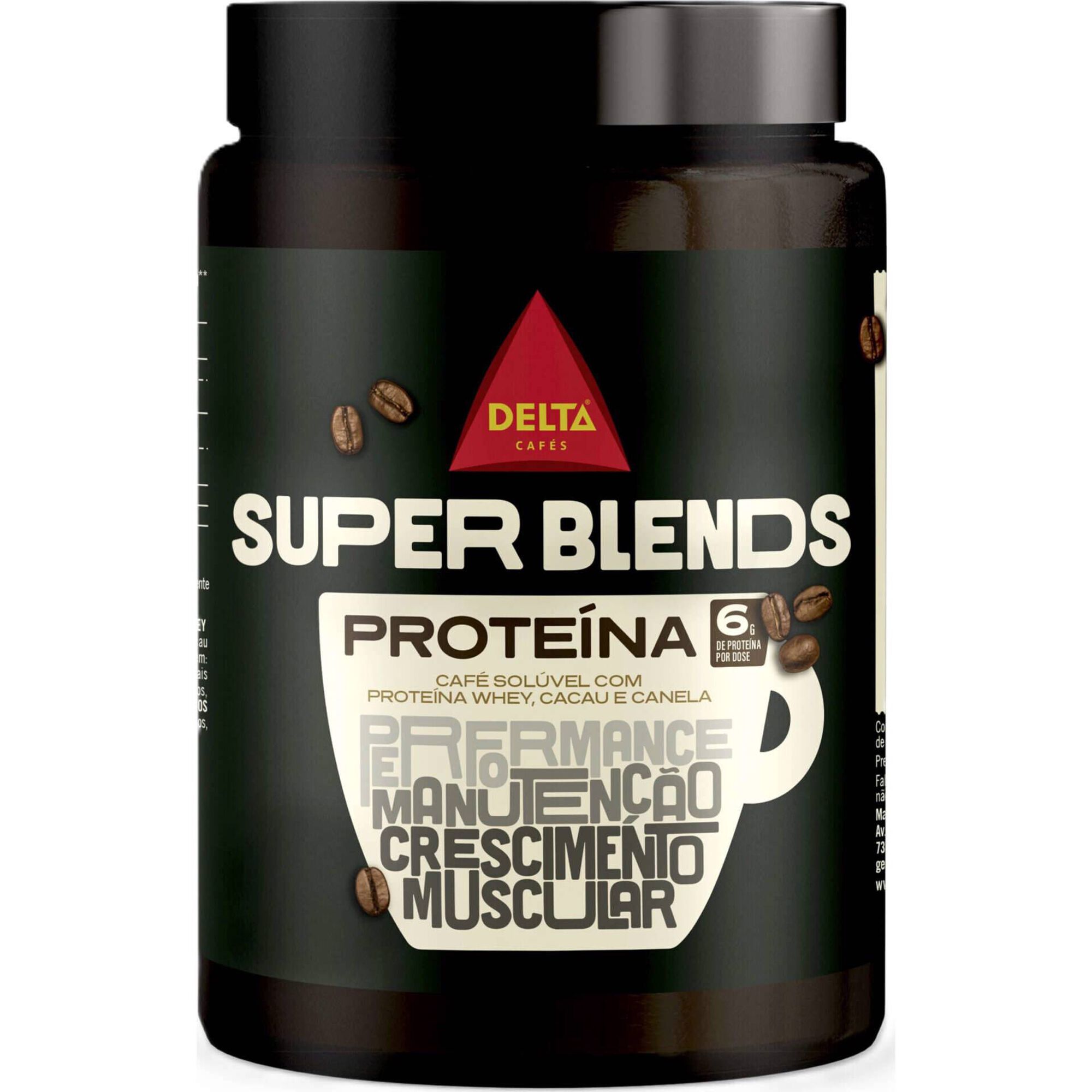 CAFÉ SOLÚVEL COM PROTEÍNA WHEY, CACAU E CANELA SUPER BLENDS DELTA 200GR