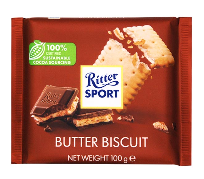 TABLETE CHOCOLATE BISCOITO MANTEIGA RITTER SPORT 100GR