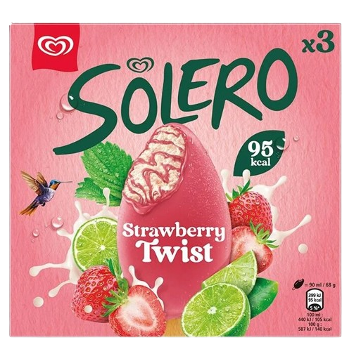GELADO SOLERO STRAWBERRY TWIST 3X90ML