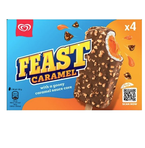 GELADO FEAST CARAMELO 4X90ML